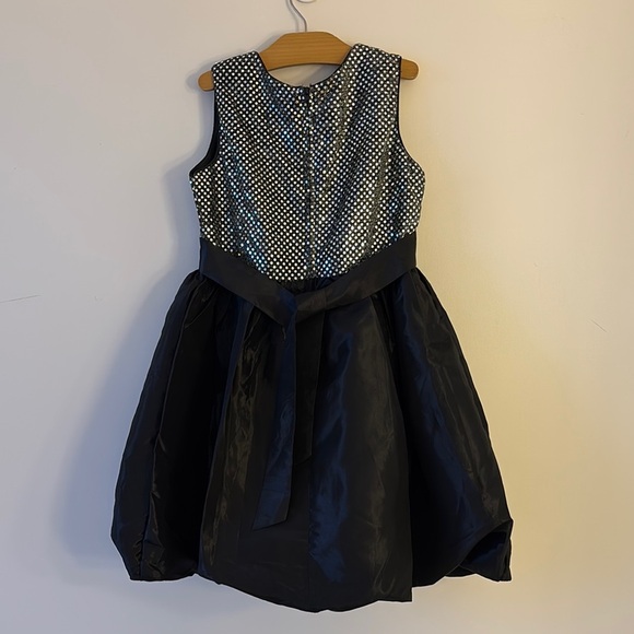 Silver and Black Fit and Flare Sleeveless Dress for Weddings - Picture 2 of 4